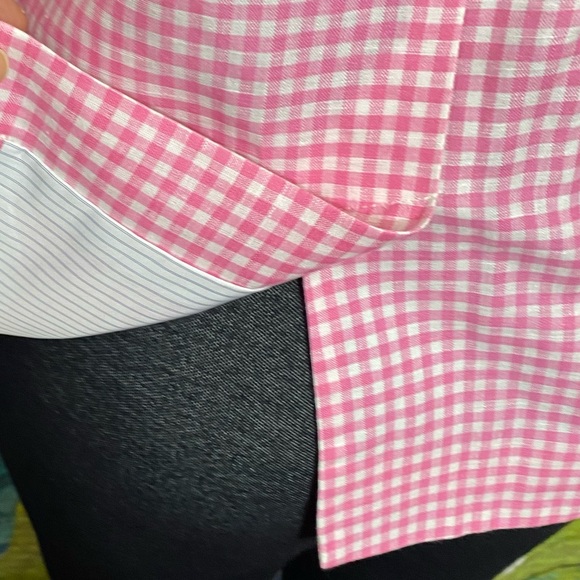 NWOT Talbots Classic Summer Blazer Pink/White Gingham Linen Blend Size 14p - Picture 6 of 11